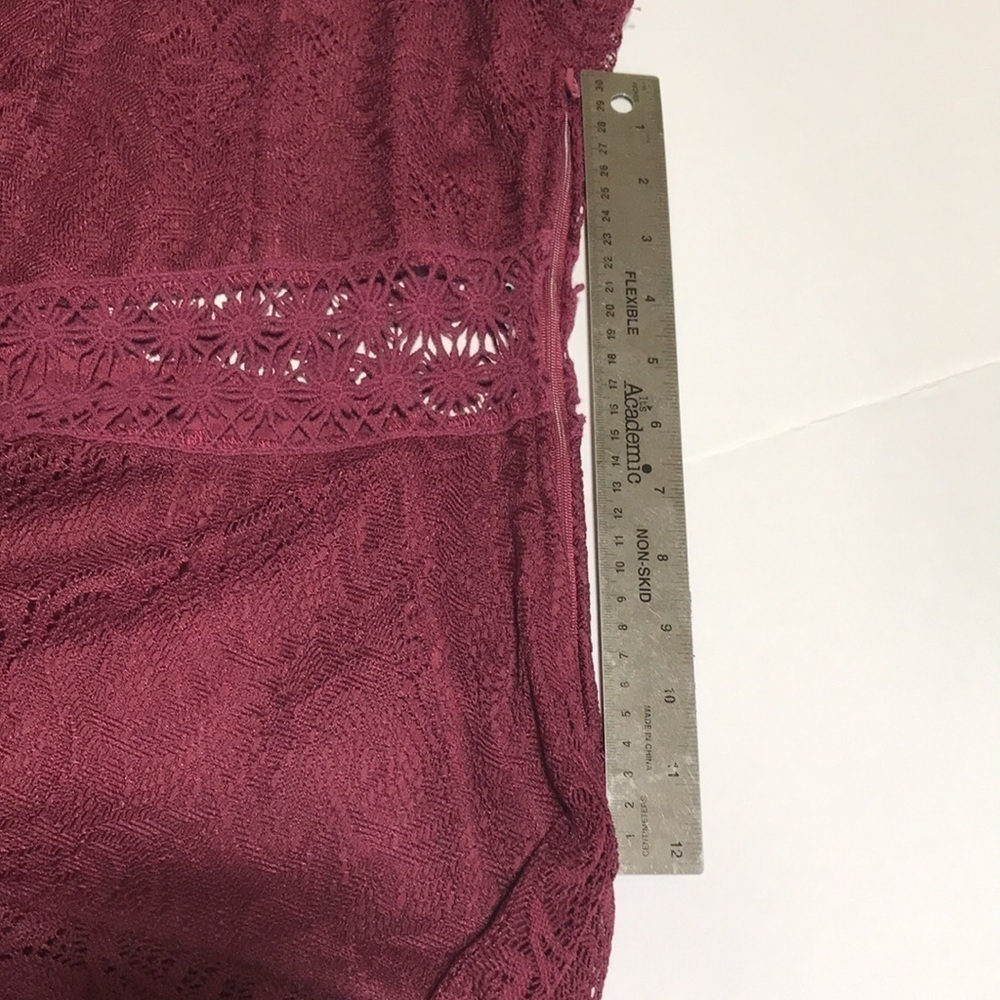 RUE21 Burgundy Lace Cut Out (Waist & Back) Skater Dress w/Side Zipper—Sz XL - Picture 11 of 13